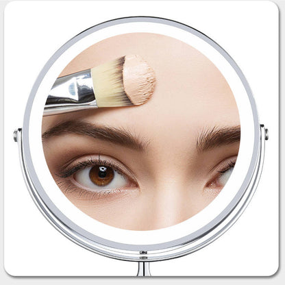 Dual sided 8" USB Wireless 1X&10X Rechargeable Vanity makeup mirror with lights